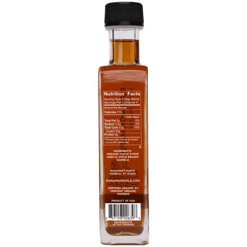 Sirop d'érable Runamok à l'eau-de-vie de pomme vieillie en fût Side