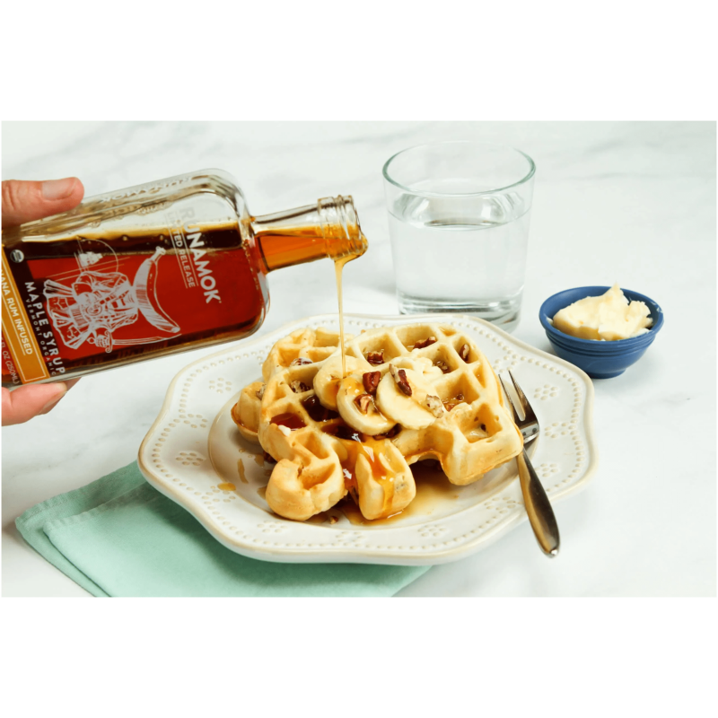 Runamok Banana Rum Infused Maple Syrup with Waffles